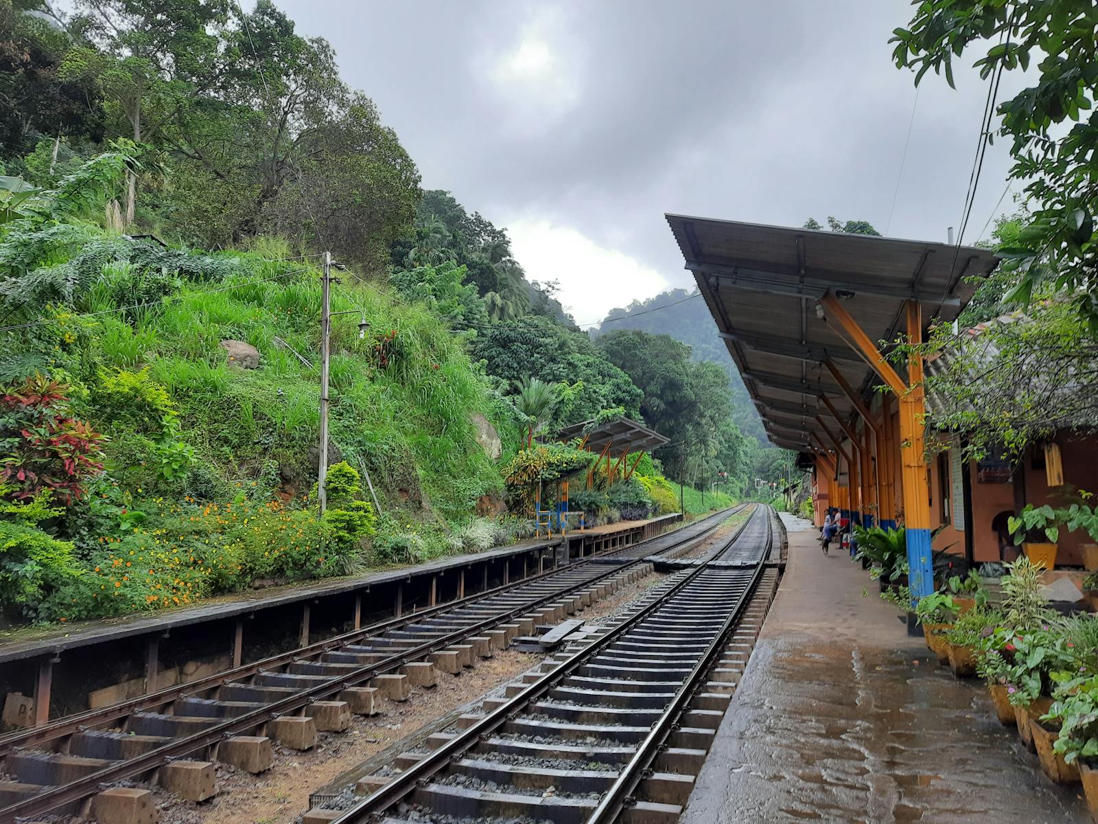 Train tracks at a small station