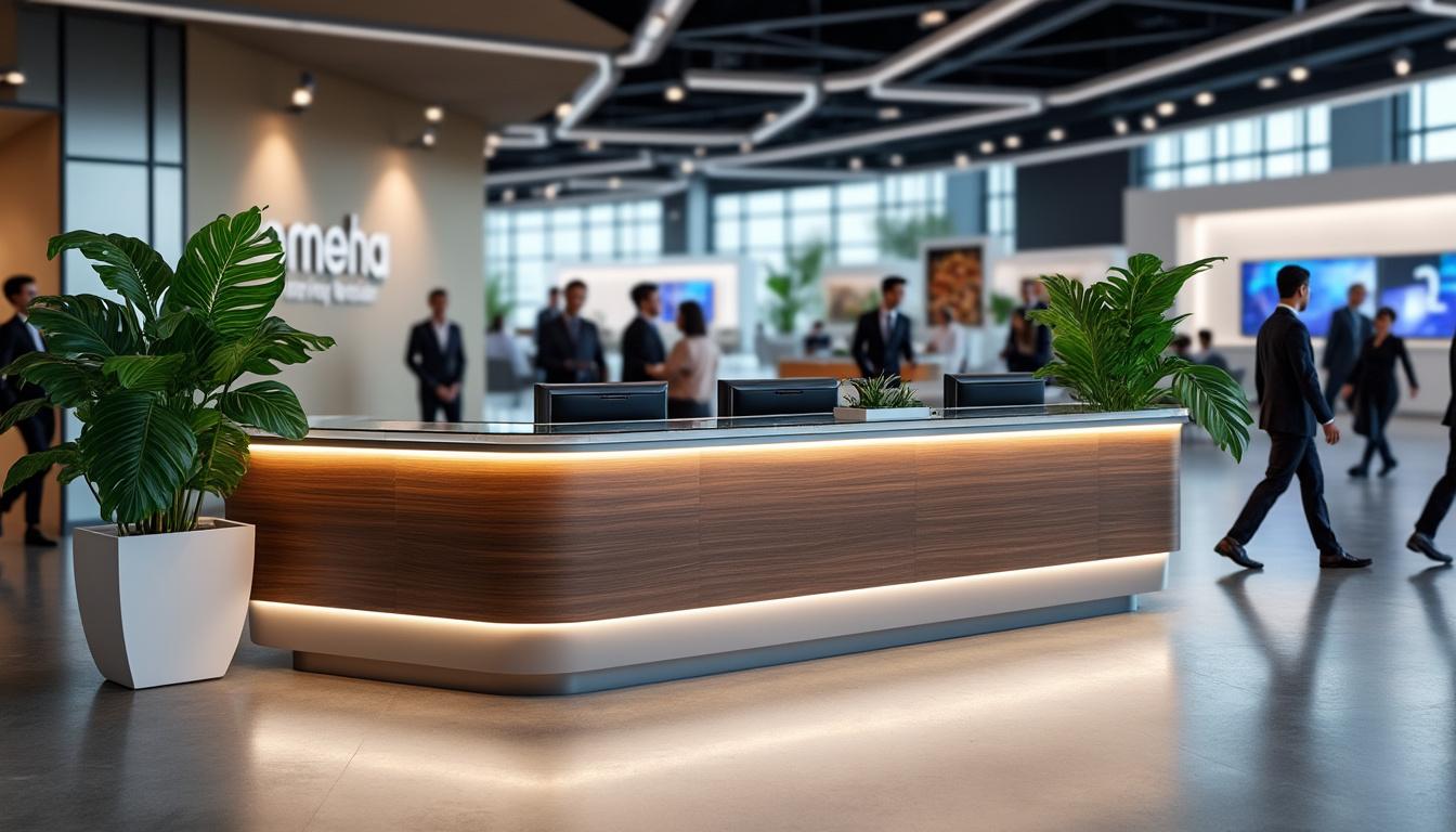 découvrez les tendances modernes des banques d'accueil pour salon professionnel, alliant design innovant et fonctionnalité pour valoriser votre espace d'exposition.