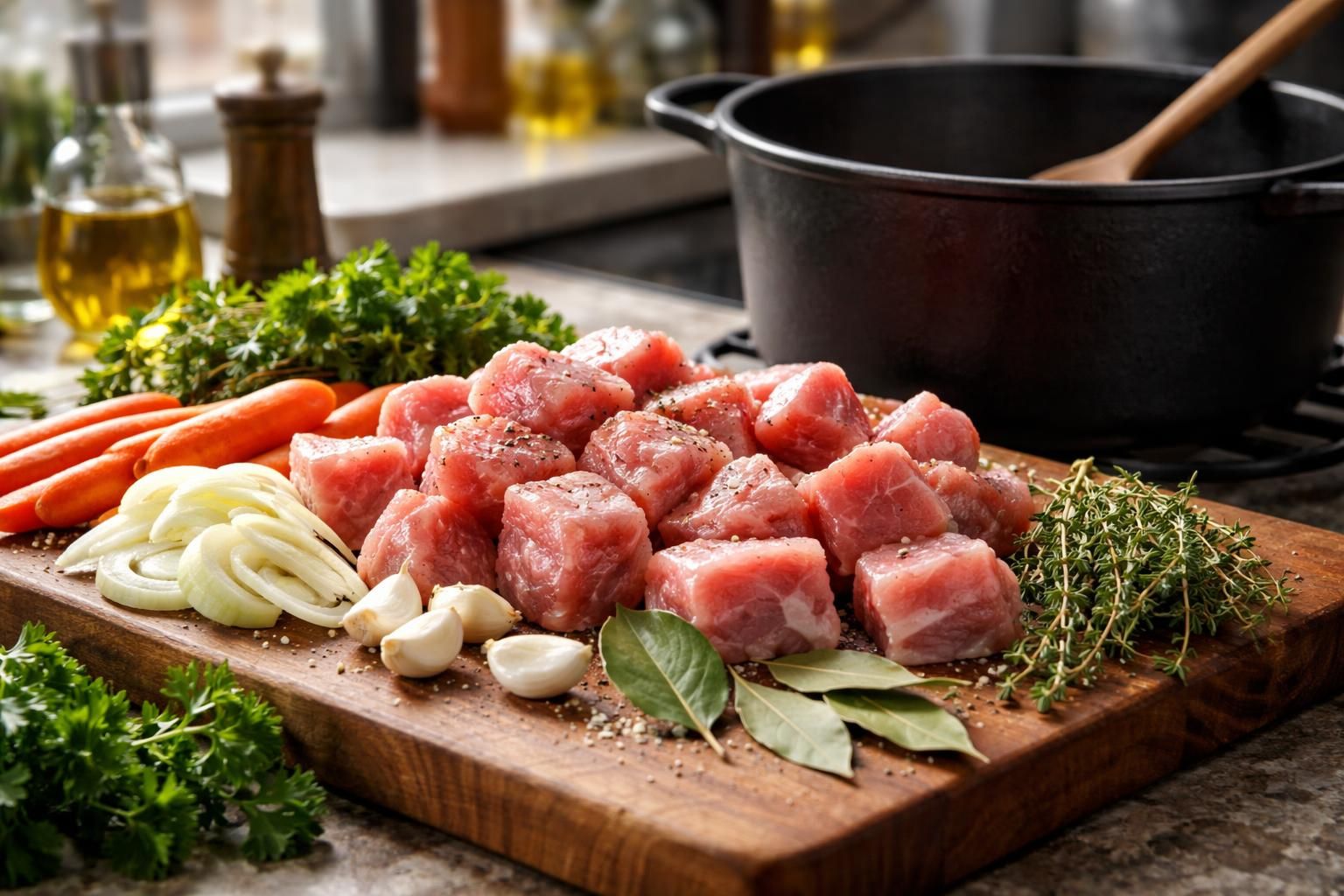 découvrez comment préparer un sauté de porc en ragoût savoureux et digne des plus grands chefs, grâce à notre recette facile et détaillée.