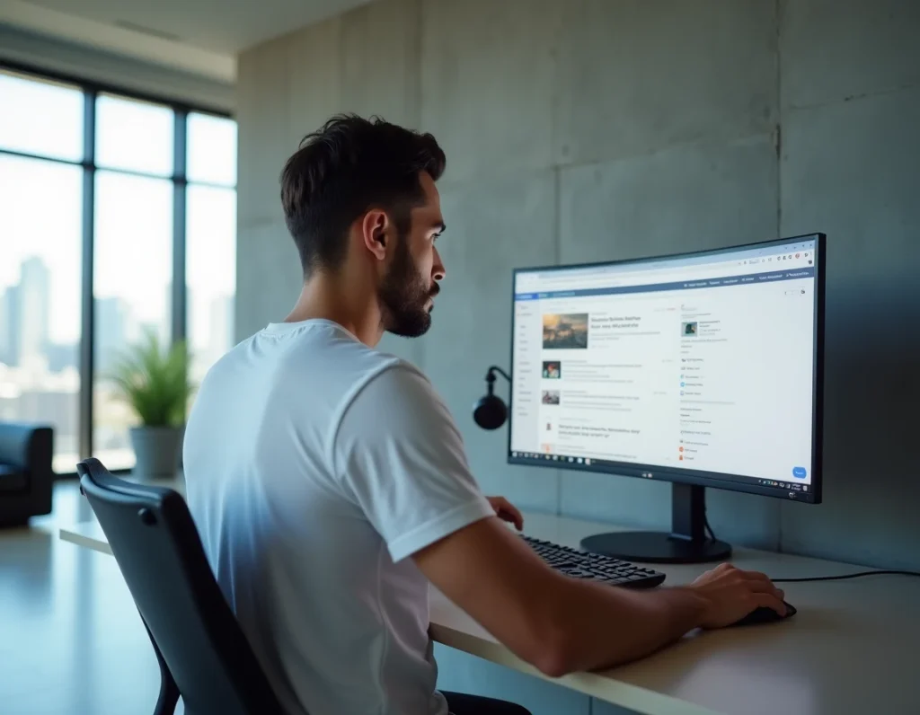 Homme configurant un bloqueur de publicités sur son navigateur pour optimiser son expérience de jeu en ligne sur Snoki