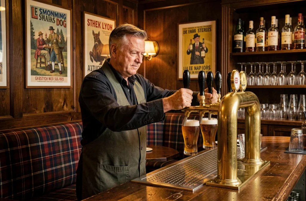 Intérieur chaleureux de style pub anglais du bar Le Smoking Dog à Lyon